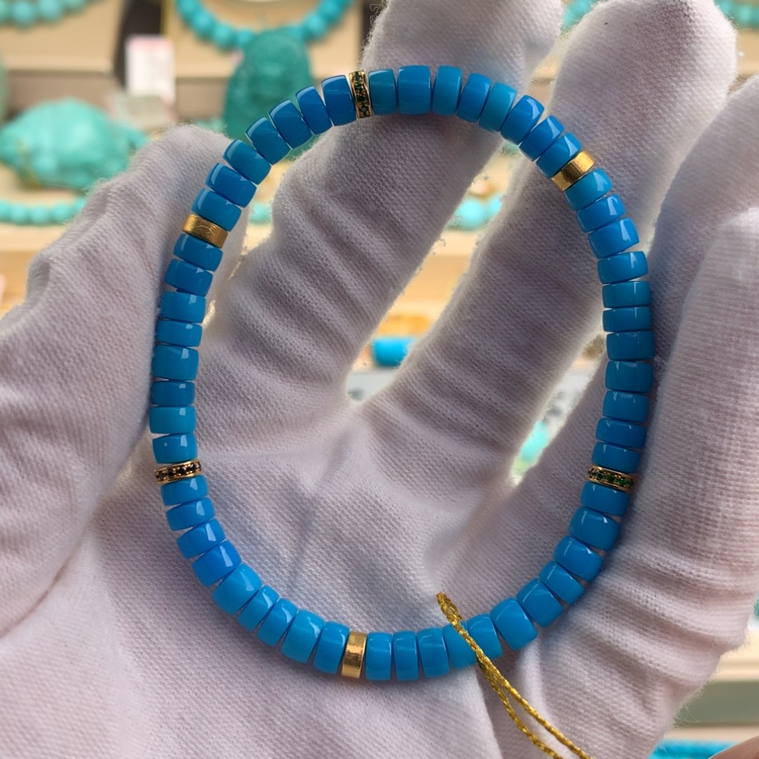 绿松石珠宝奇石18K金镶嵌