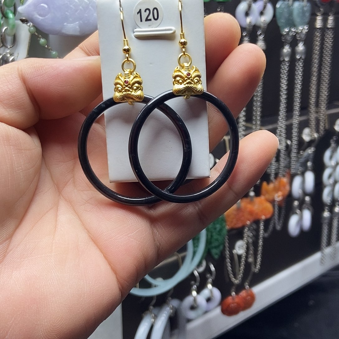 翡翠银S925镶嵌耳饰品质珠宝