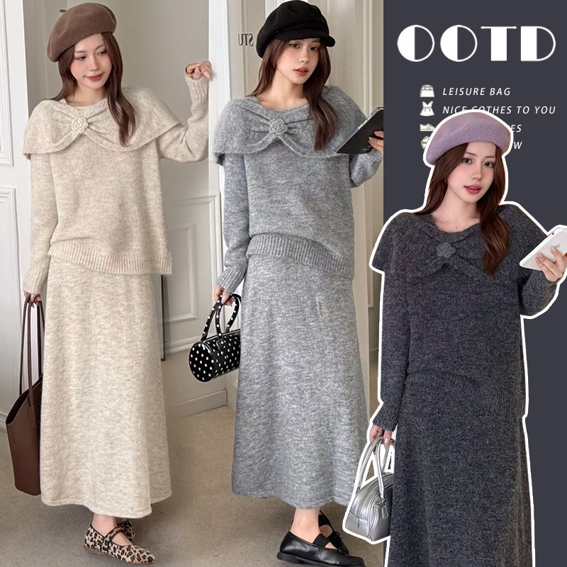 「圈圈优选」2025新款孕妇装秋冬洋气时尚毛衣孕期半身裙两件套加厚