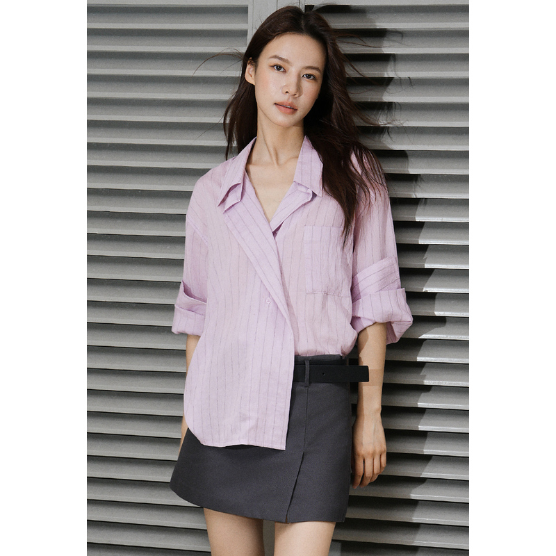 【衬衫合集】UR2024秋季新款女装设计感门襟长袖开襟衬衫UWJ240038
