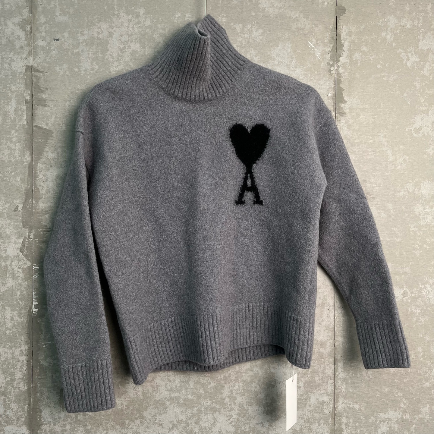 99新 WE11 DONE XS*1/Ami 灰色羊毛高领爱心Logo针织衫/14621/JP