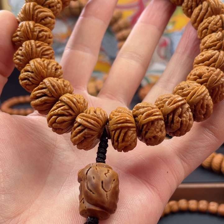 桃核手串21刺龙手持