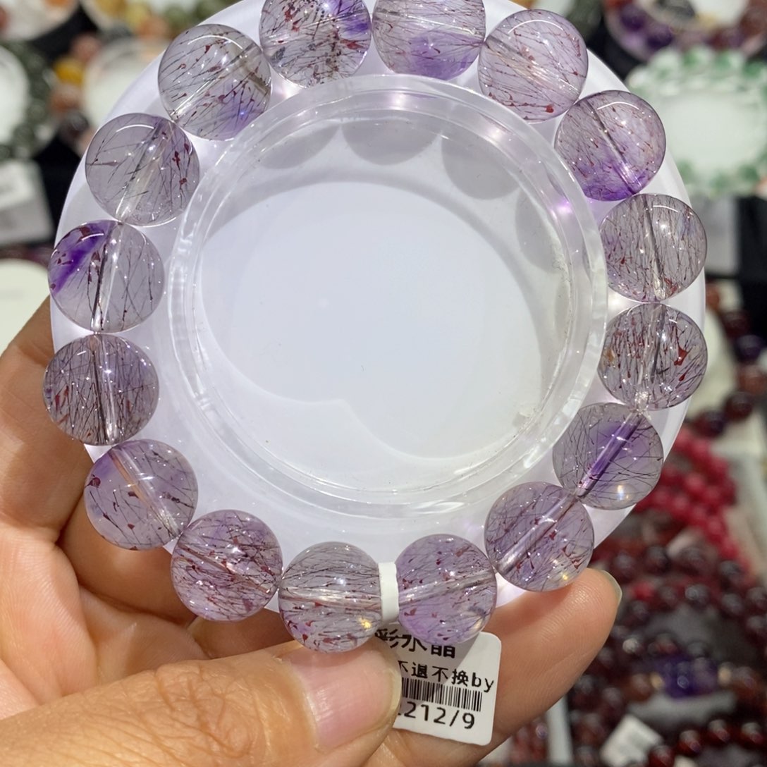 水晶手串未镶嵌紫梅超七