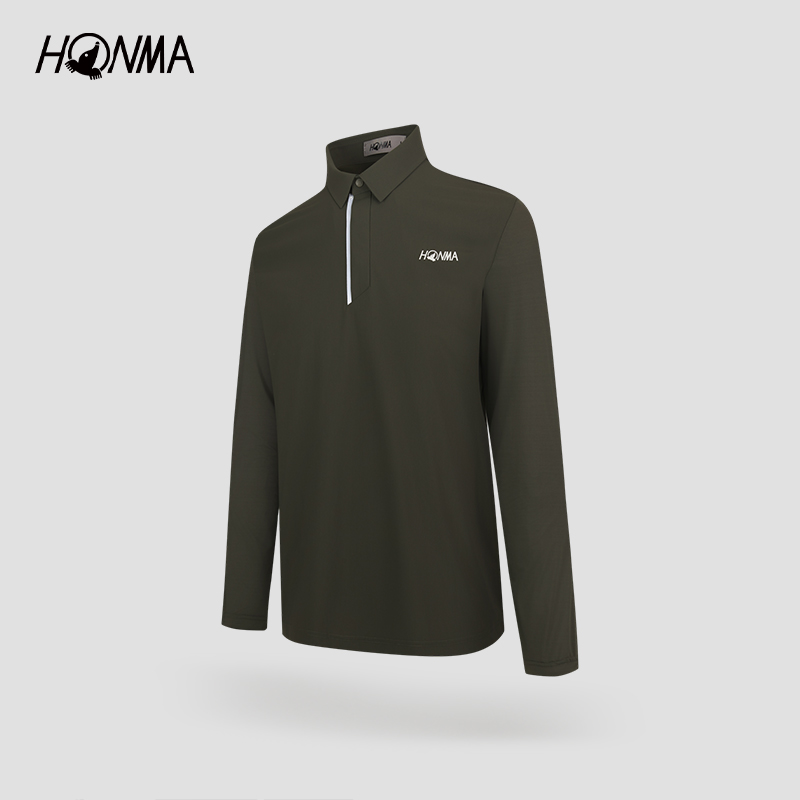 [专业高尔夫]HONMA新款男士长袖POLO运动休闲舒适凉感HMLC705T222