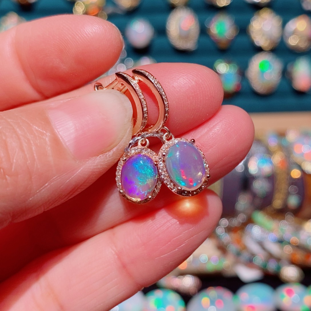 欧泊欧泊耳饰银S925镶嵌