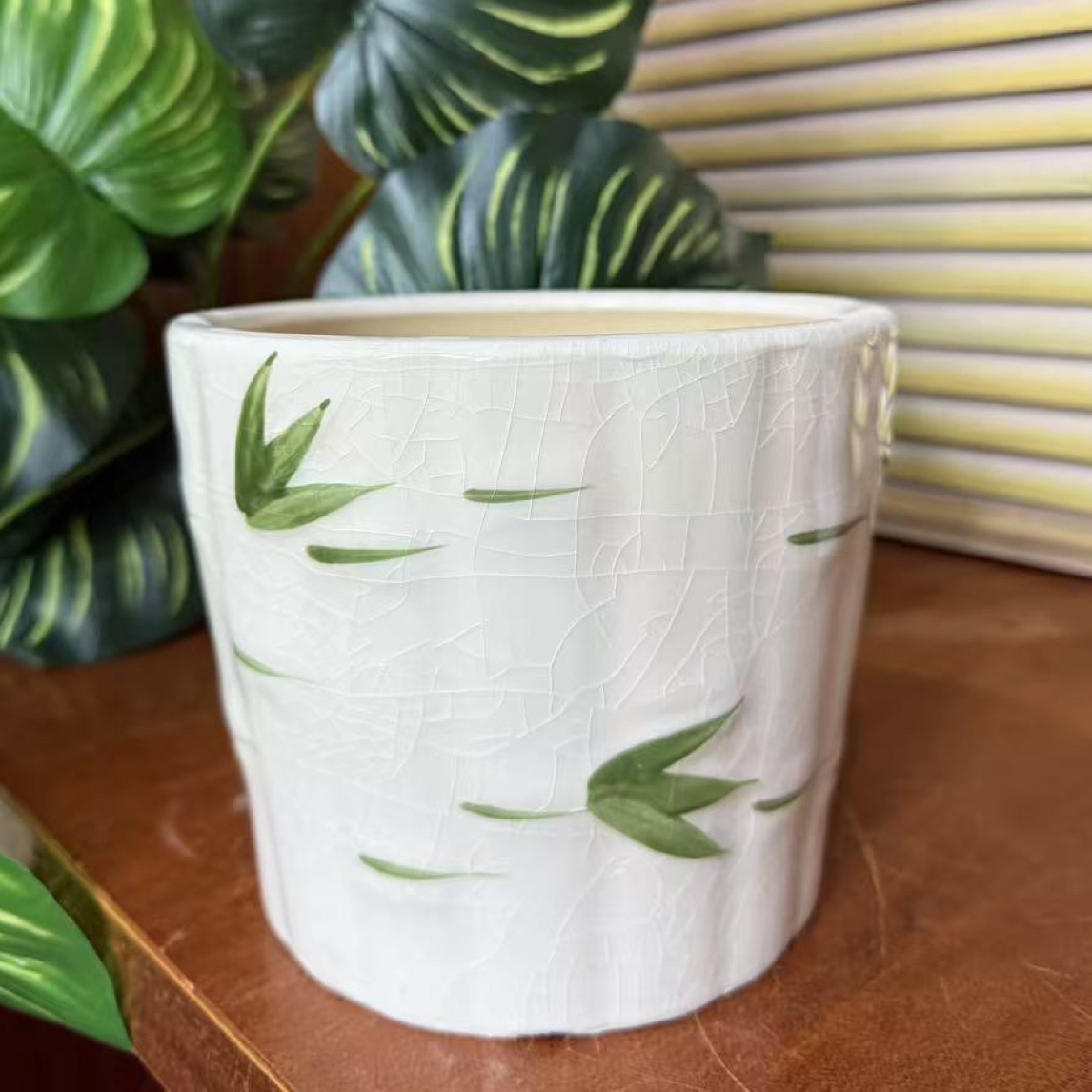 高14口17简约带托盘花盆适合多种室内绿植家用大号花盆