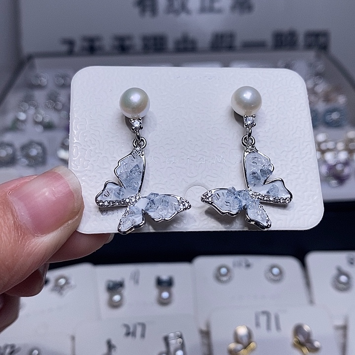 淡水珍珠耳饰银S925镶嵌