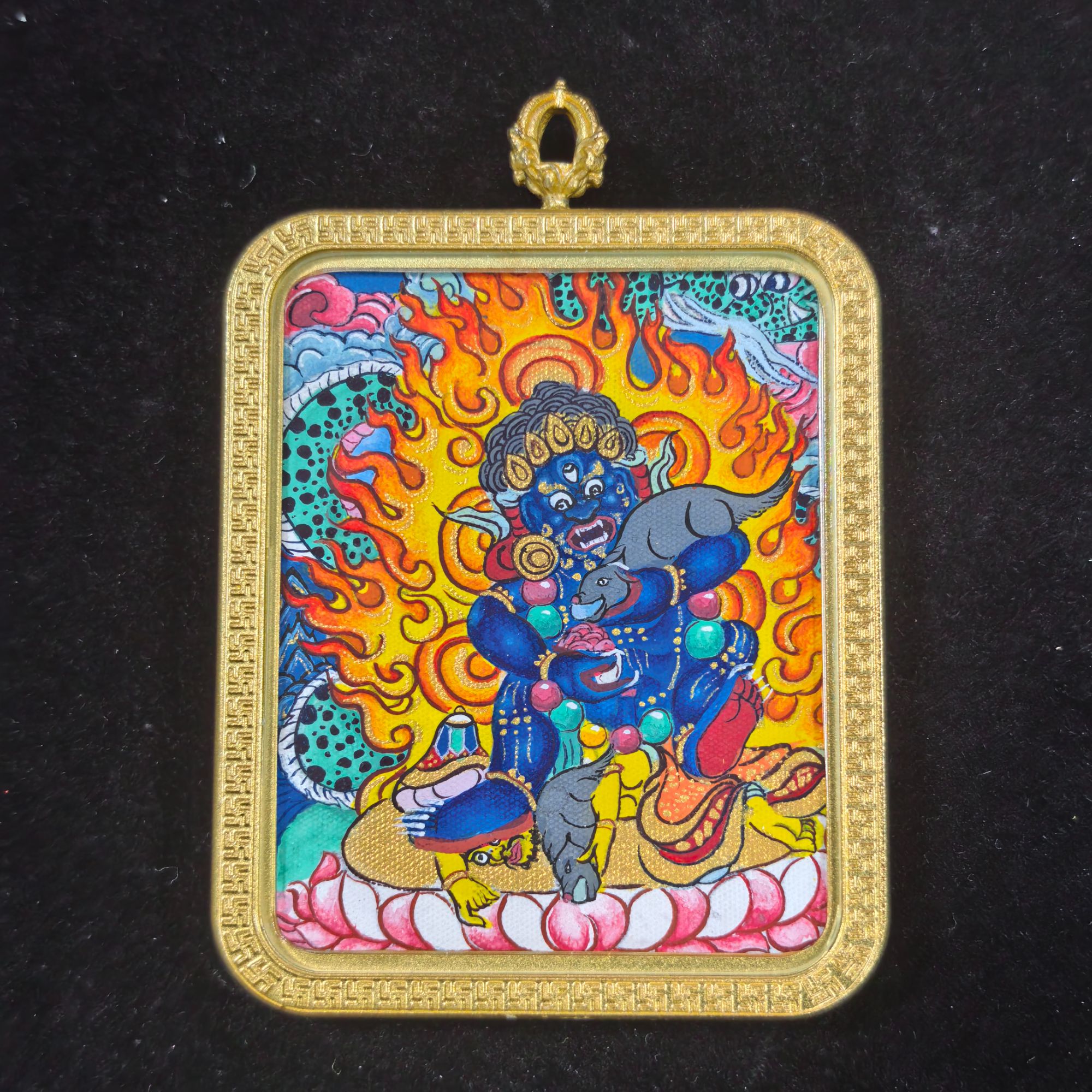 梵彩手绘粗矿砂黑财神唐卡吊坠【以直播间展示为准】