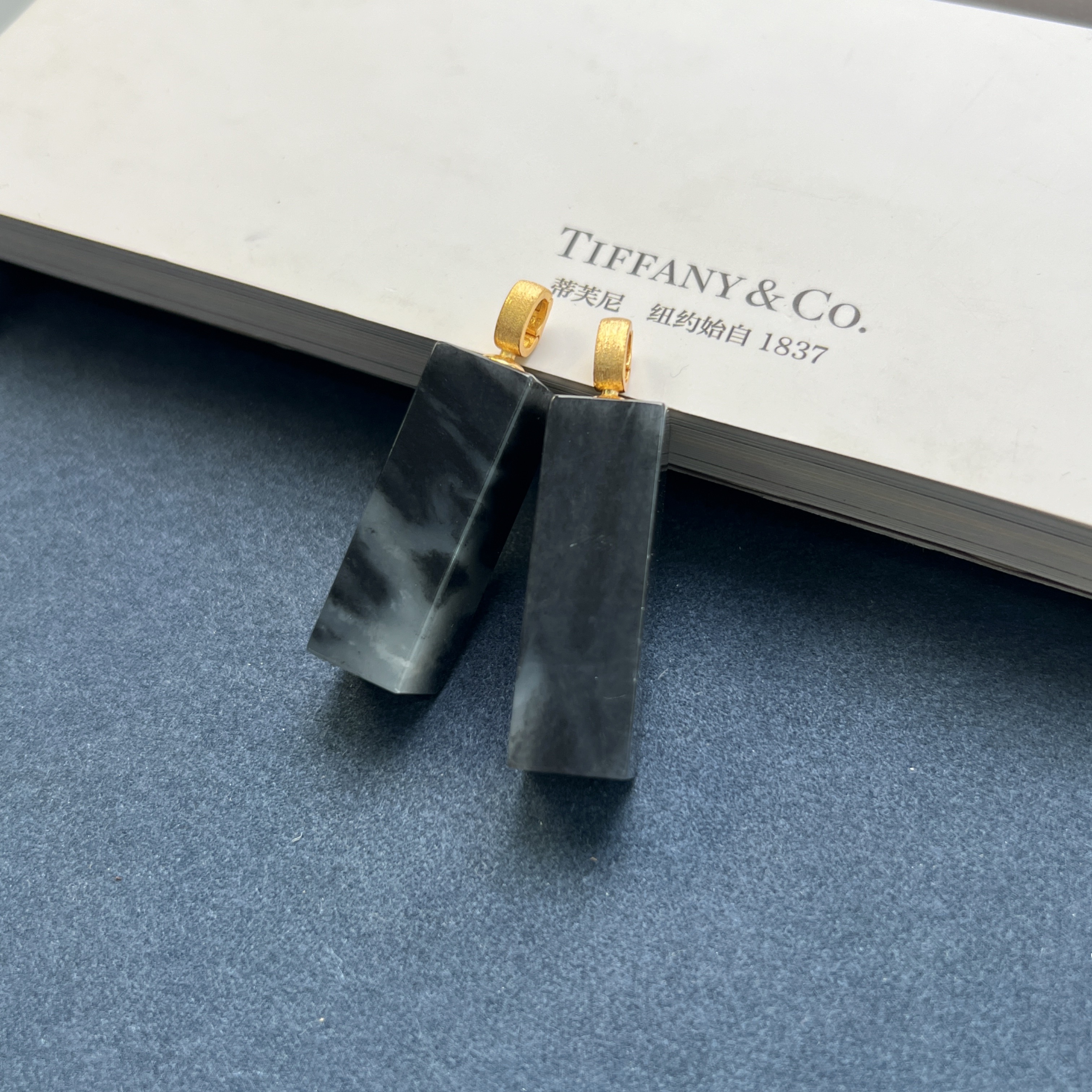 和田玉青花玉柱吊坠S925银（多样性发一）