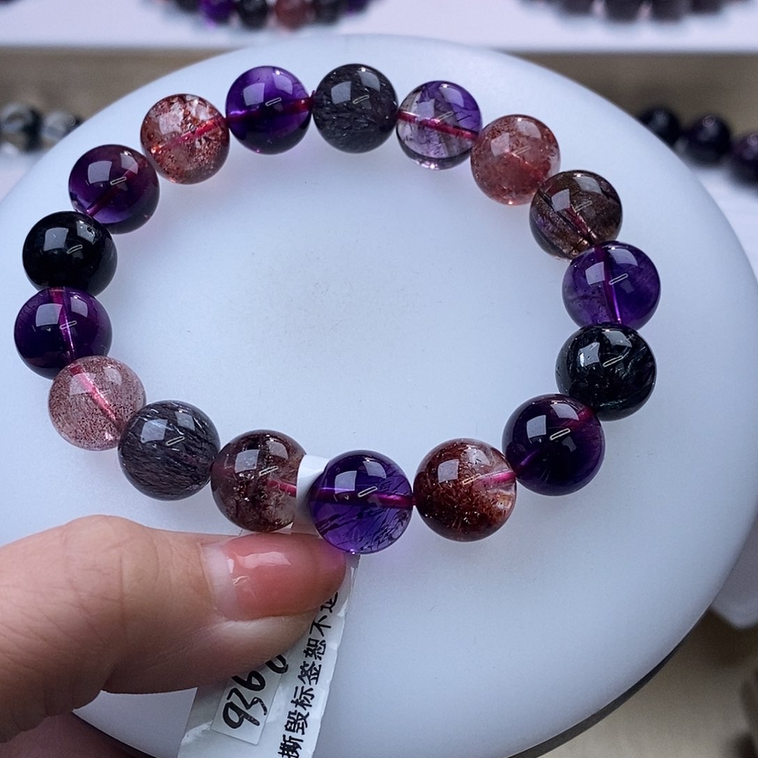 水晶手链未镶嵌黑加仑超七12+m 