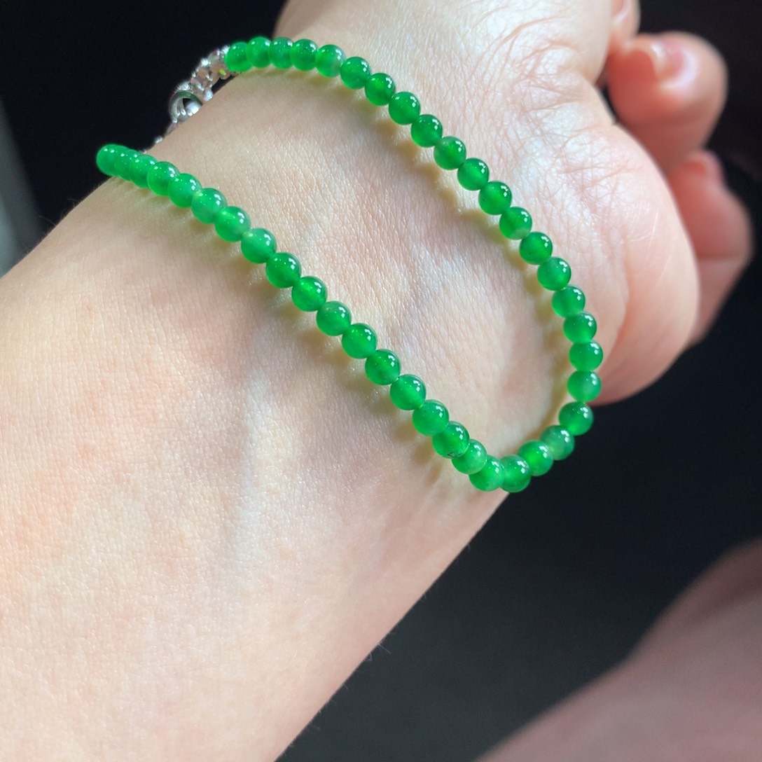 翡翠手链未镶嵌冰阳绿小米卡3-3.8