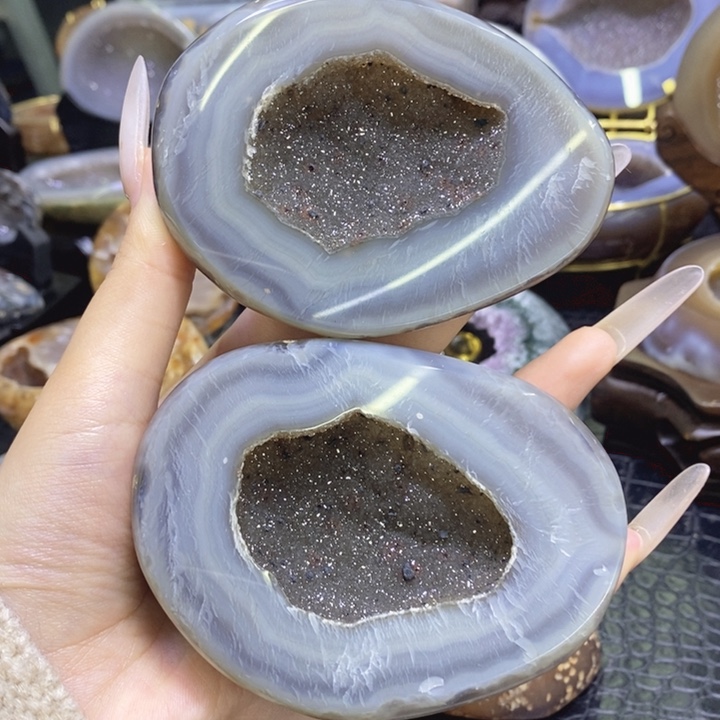 未镶嵌珠宝半成品紫晶灰晶盆
