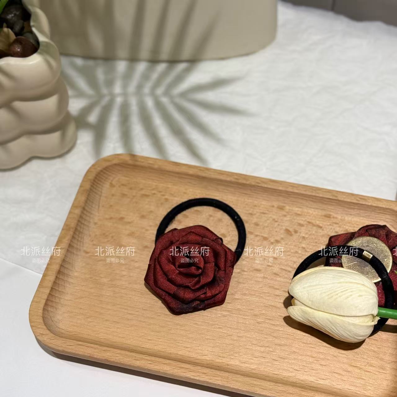 【玫瑰手花】松紧绑头绳国风手工百搭时尚玫瑰手花