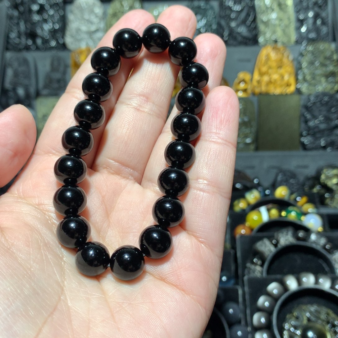 黑曜岩手串未镶嵌菲*菲