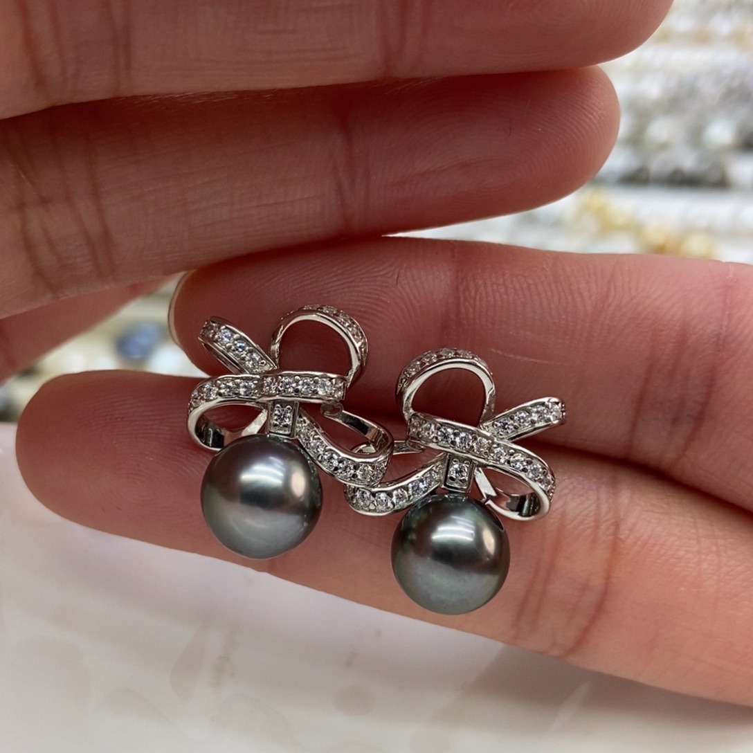 海水珍珠耳饰银S925镶嵌