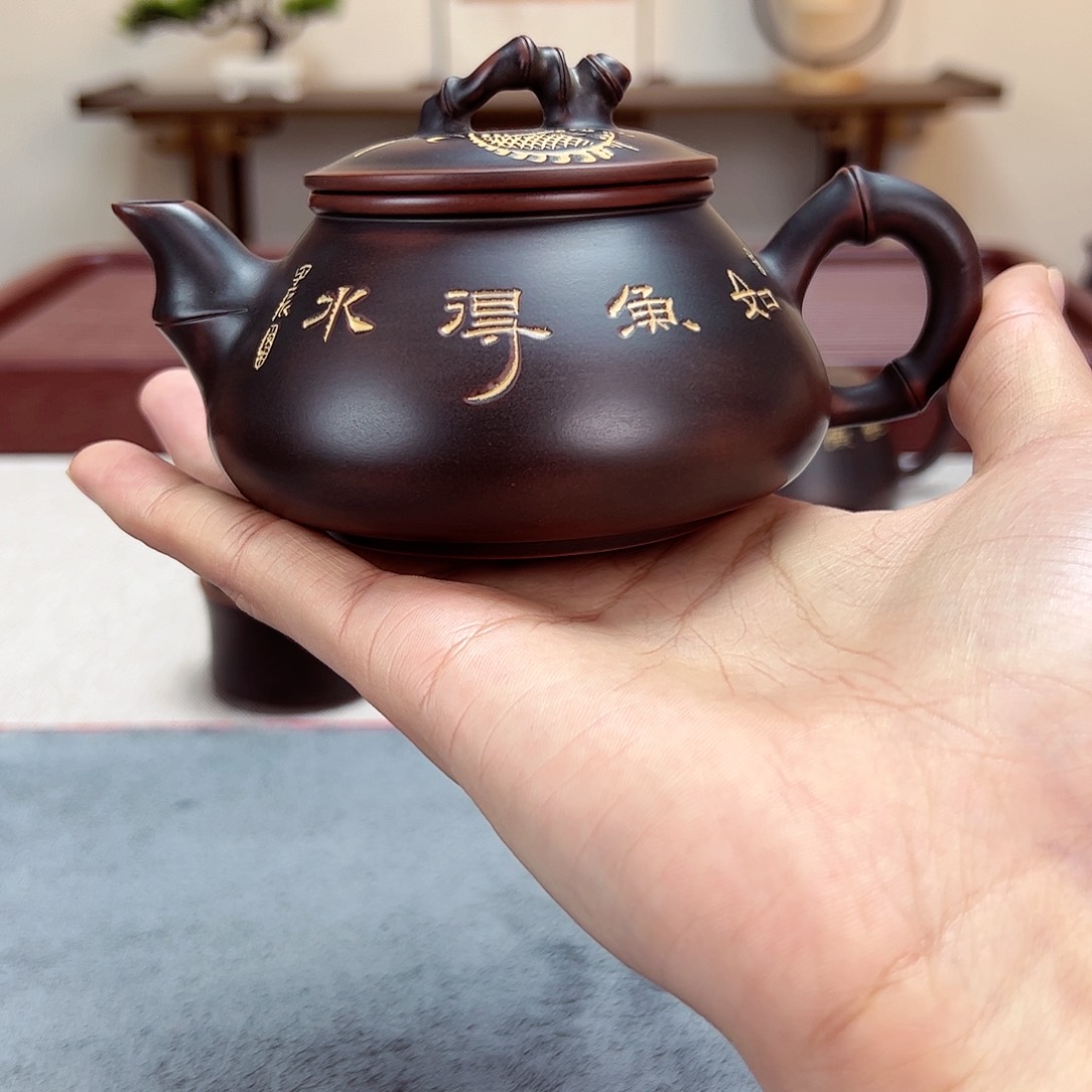 壶加全手工制作工艺4个黑素杯