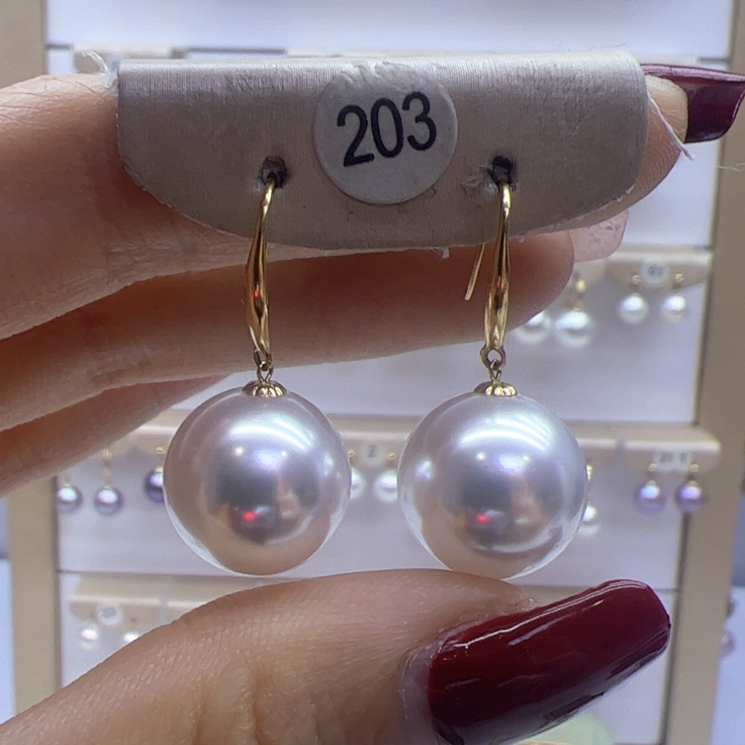 淡水珍珠耳饰18K金镶嵌