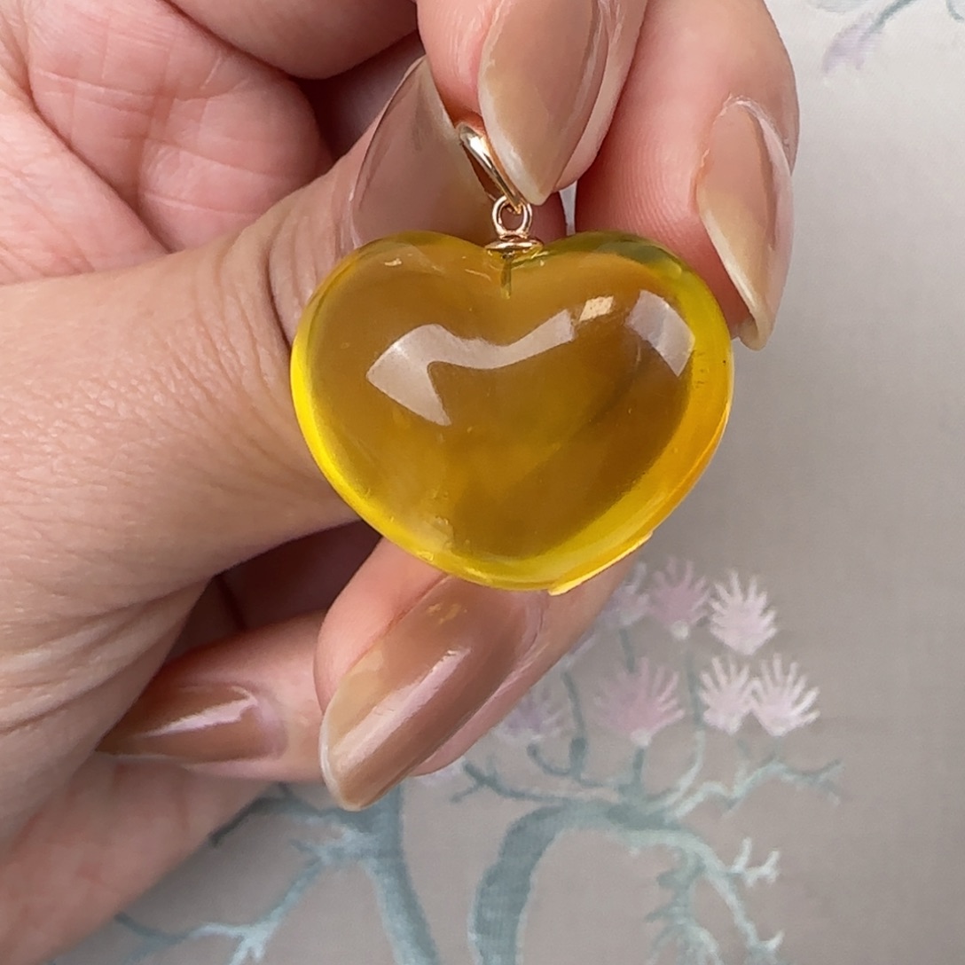 蜜蜡吊坠(不含链)18K金镶嵌