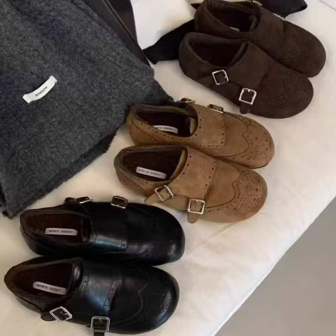 复古平底乐福鞋女2025冬新款加绒勃肯棉鞋英伦风小皮鞋软底豆豆鞋