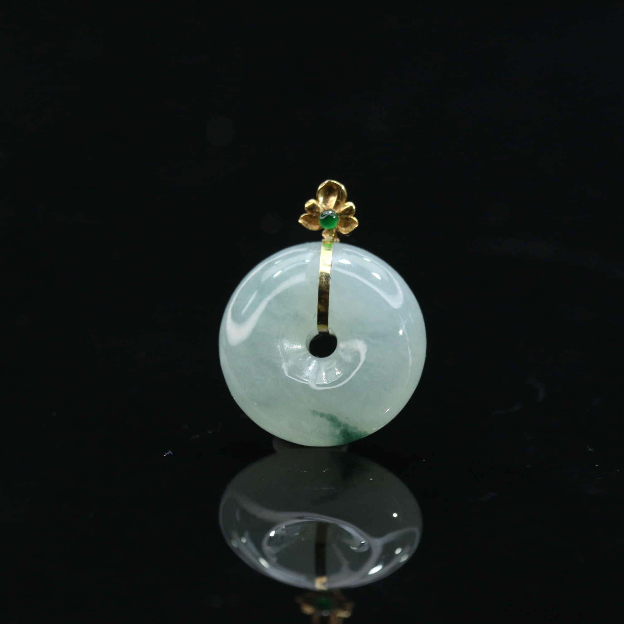 9天然缅甸翡翠A货18k冰晴平安扣/800295/上海嘉禾拍卖