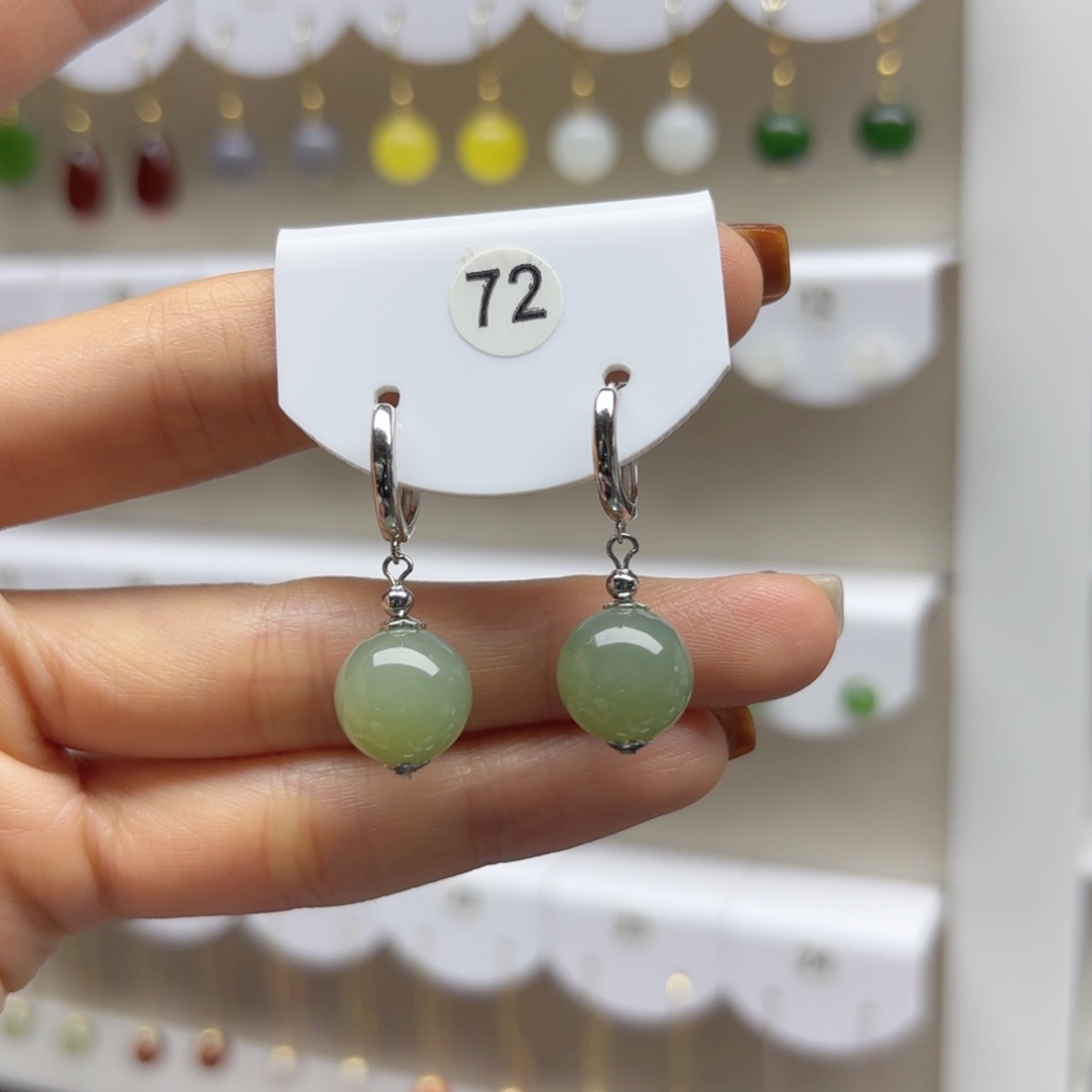 银S925镶嵌和田玉耳饰