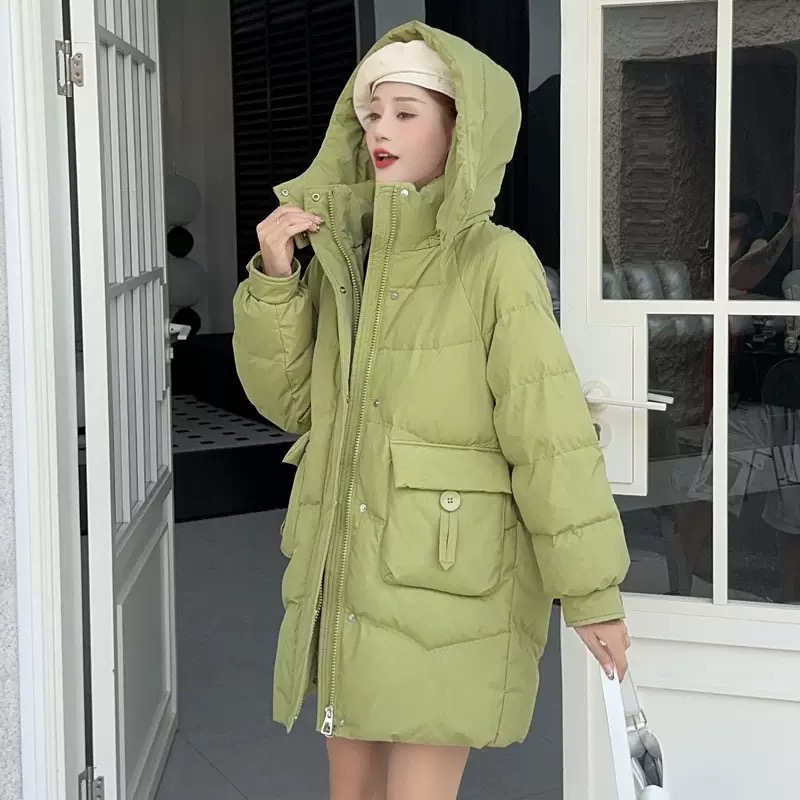 ins网红韩版仙女风连帽加厚小个子长款中长款