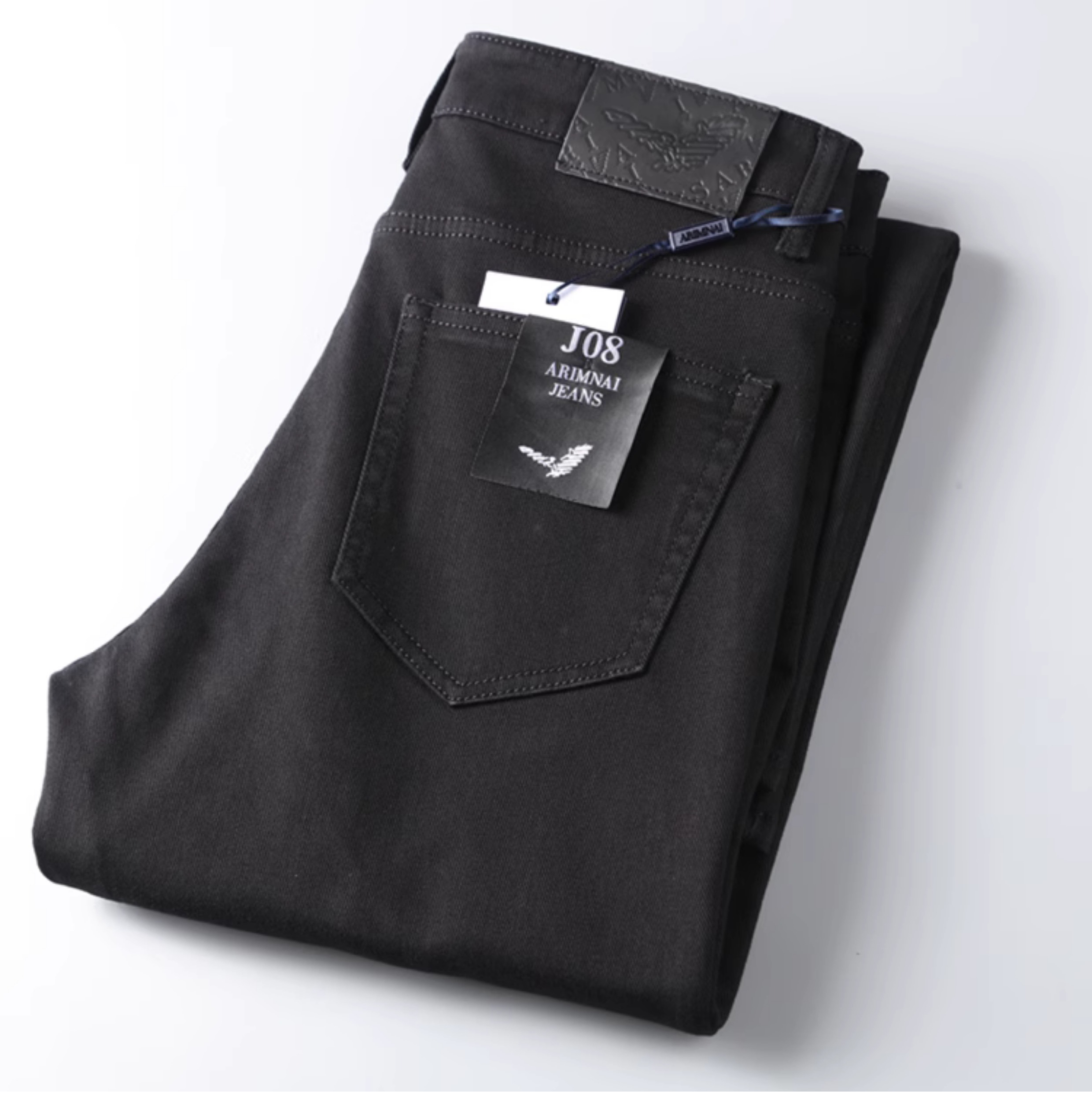 【防褪色】秋冬新品纯黑色百搭直筒舒适弹力男士牛仔裤2815#