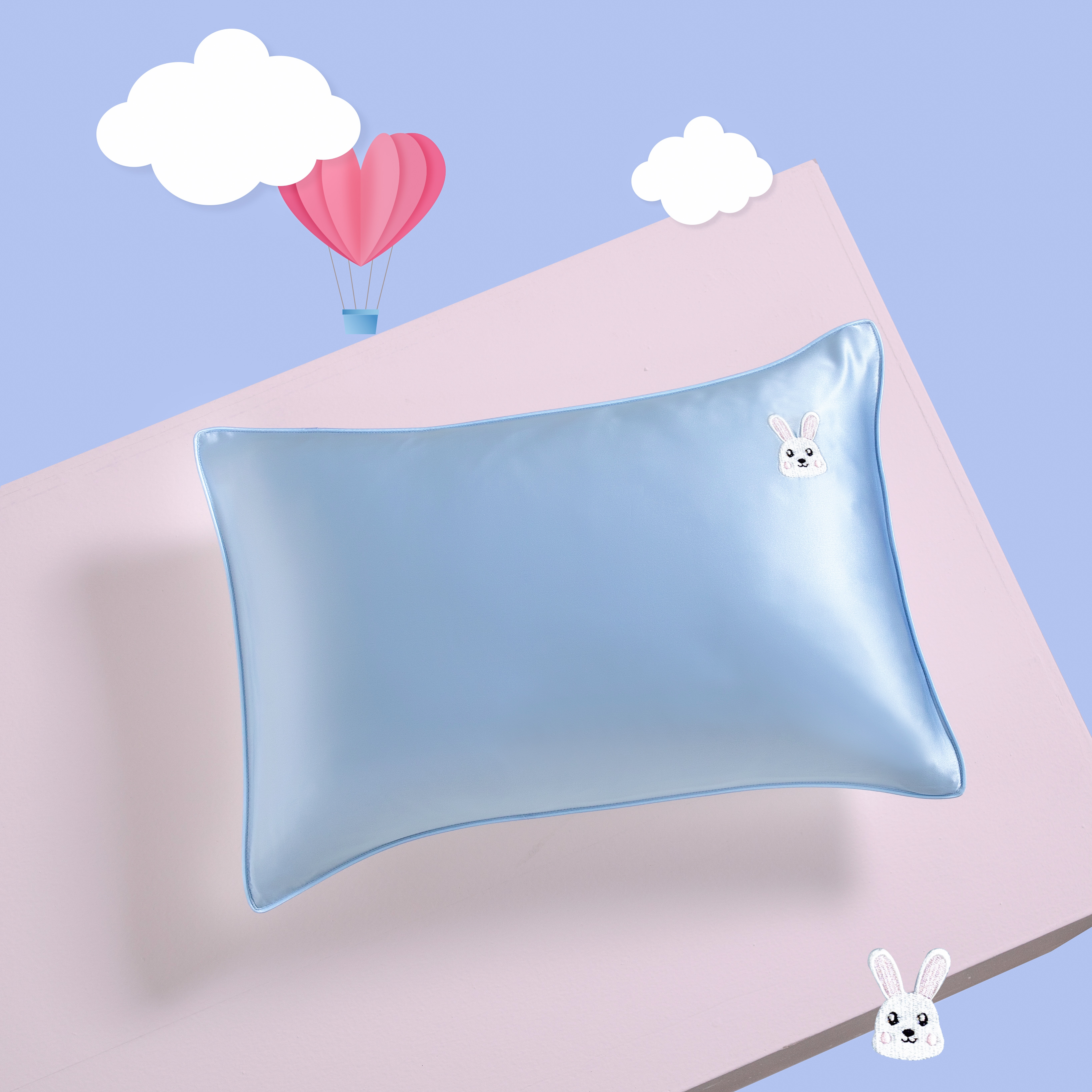 19姆米儿童桑蚕丝枕套婴儿亲肤透气可爱刺绣男童女童通用