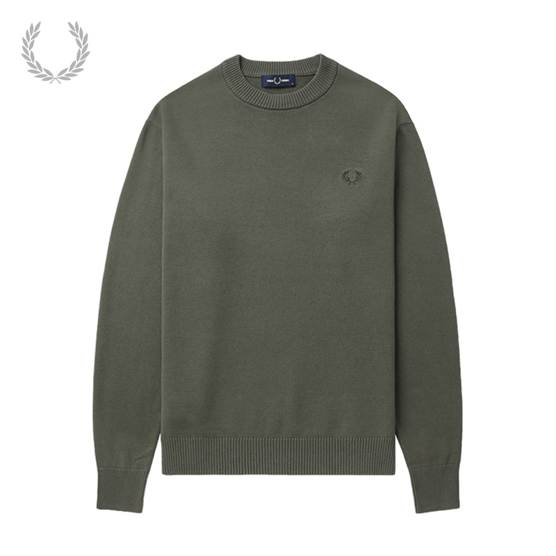 FRED PERRY男士休闲针织衫冬季新款麦穗刺绣宽松圆领潮K8552保暖