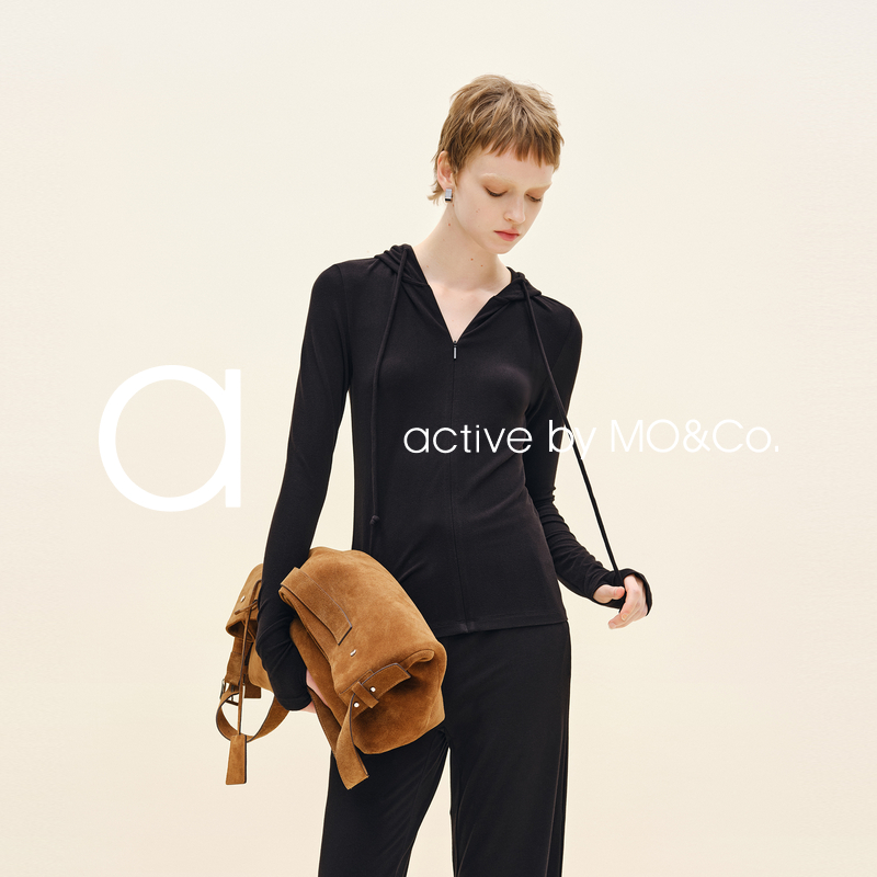 【active系列】MOCO外套2025秋新品德绒连帽修身收腰MBE3JKT017
