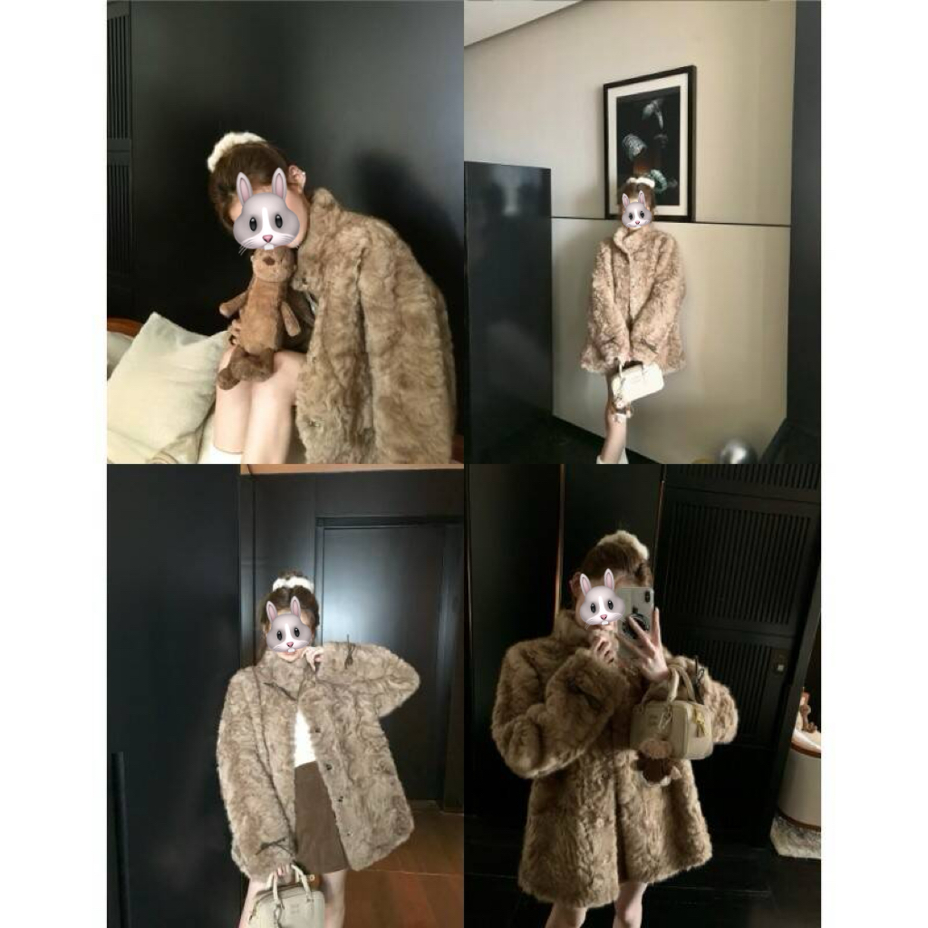 小熊心事立领染尖环保皮毛一体冬季慵懒小香风毛毛外套加厚秋冬女