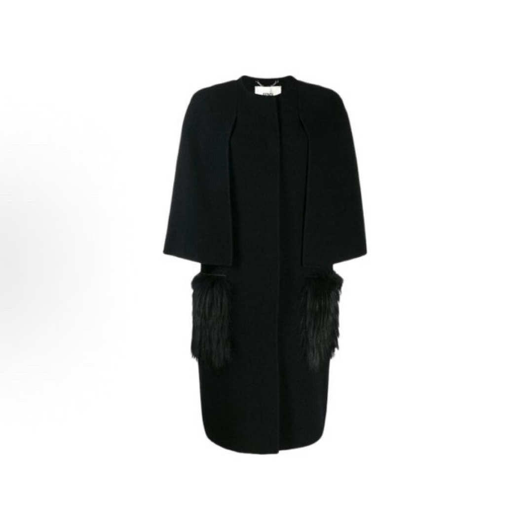 99新 FENDI/芬迪 FENDI芬迪 纯色纽扣中长款大衣 女款 40码 黑色 