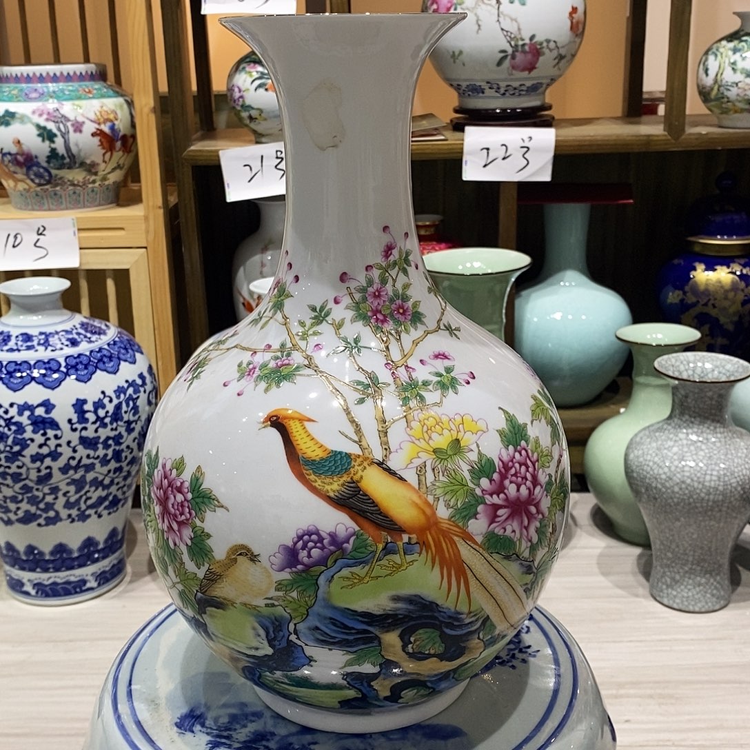 陶摆件36cm锦堂富贵赏瓶