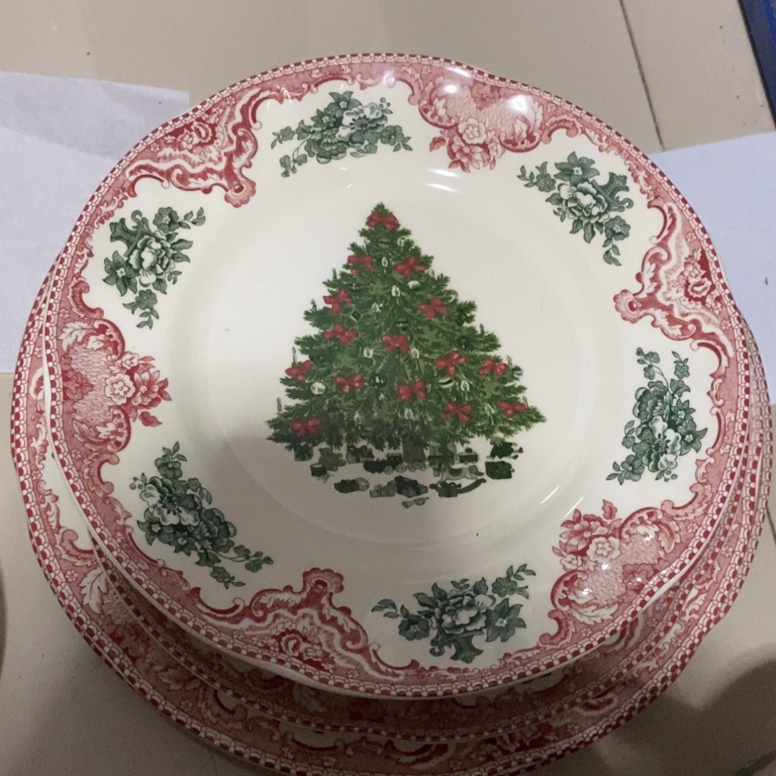 瓷微瑕红圣诞8平盘