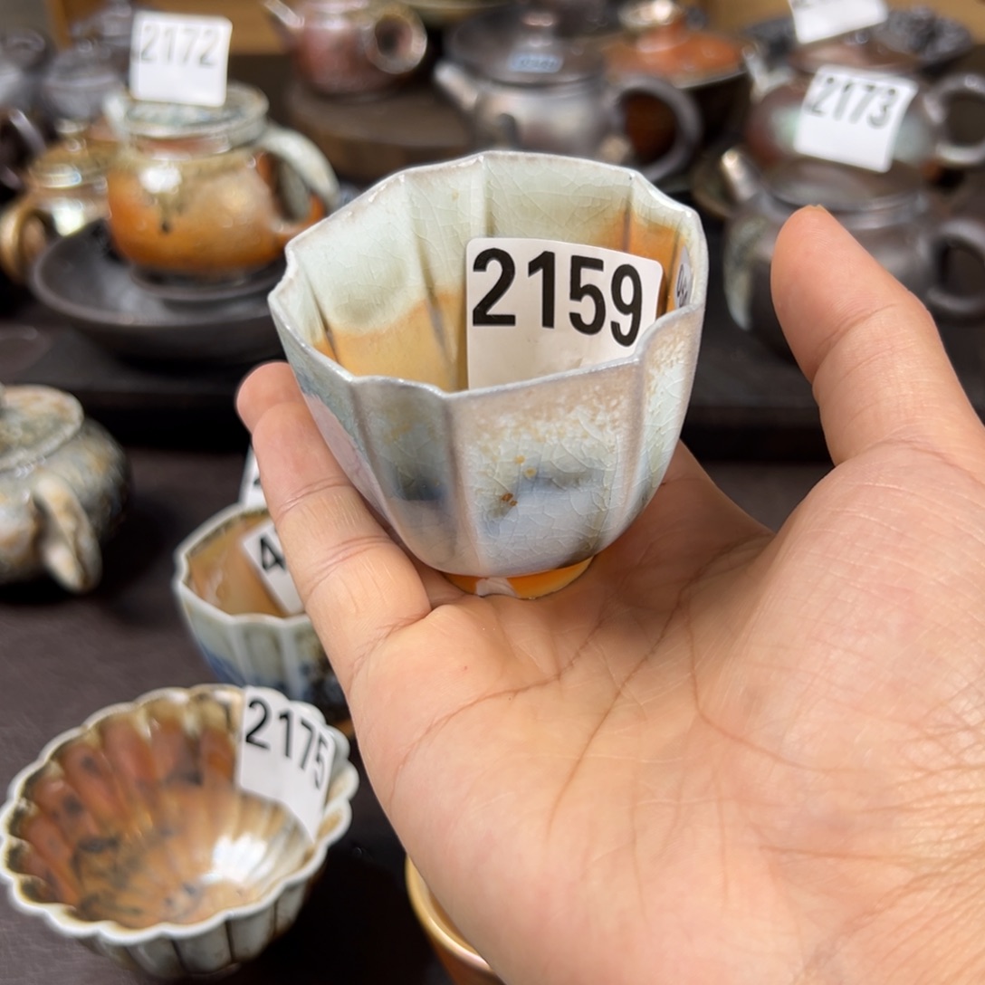 杯段**柴烧茶器主人杯 瑕 露白