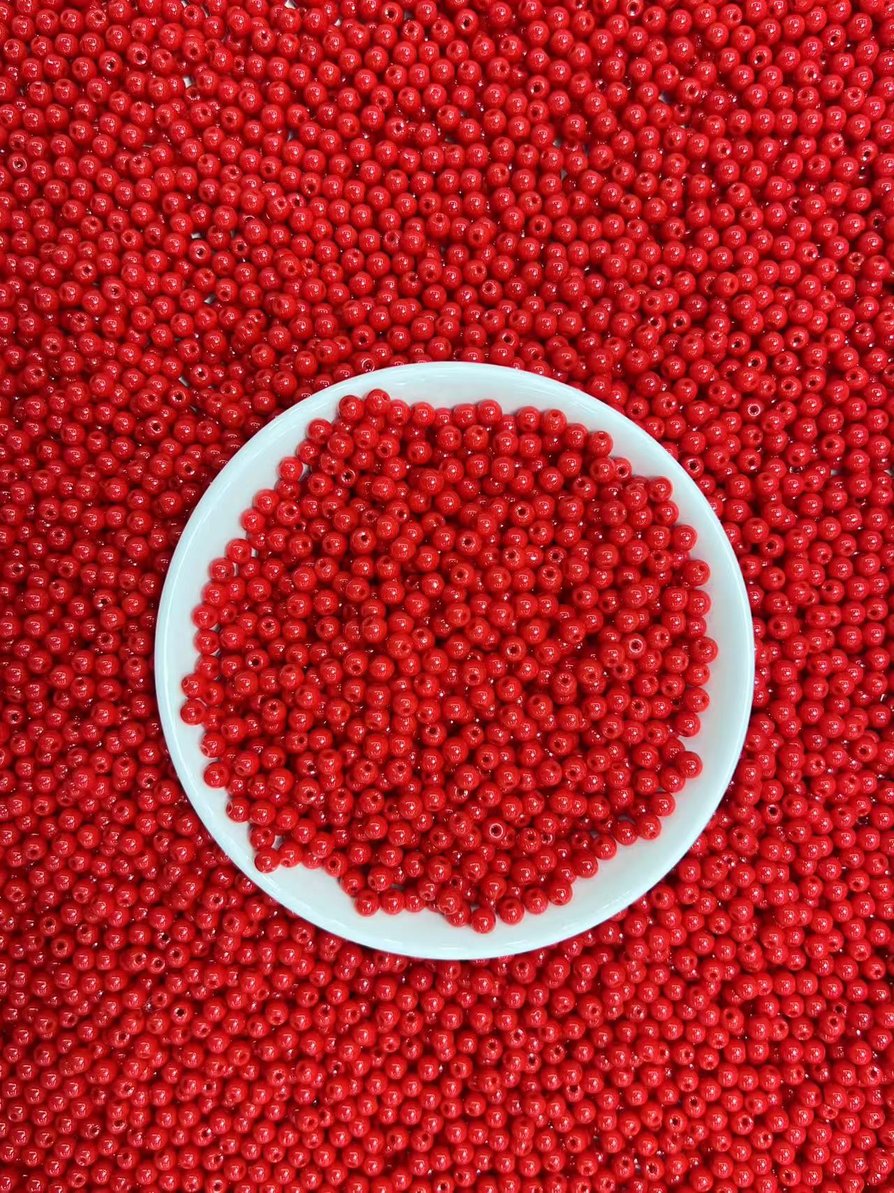 DY399锦红散珠 卡4mm 55颗