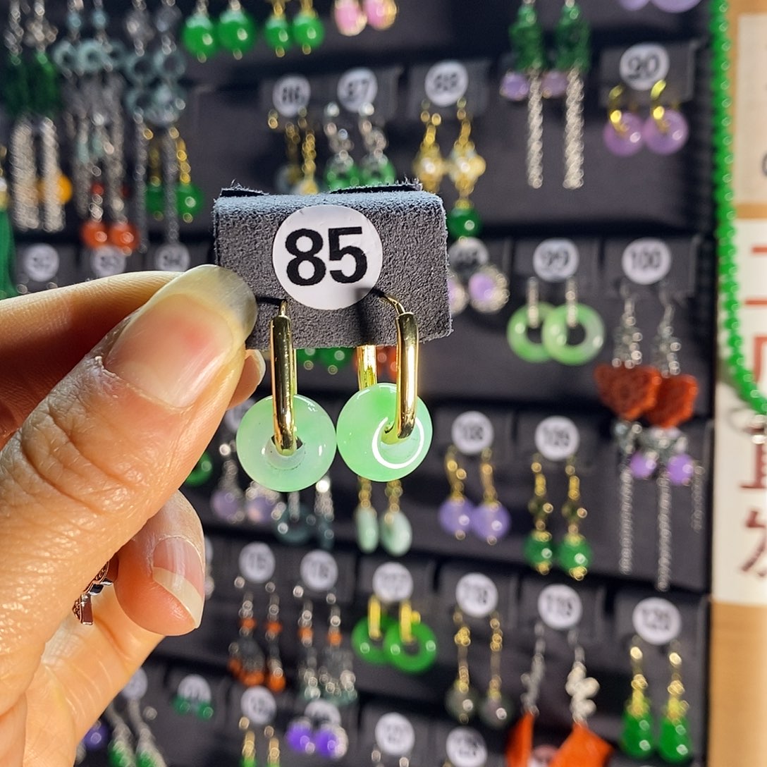 银S925镶嵌翡翠耳饰85