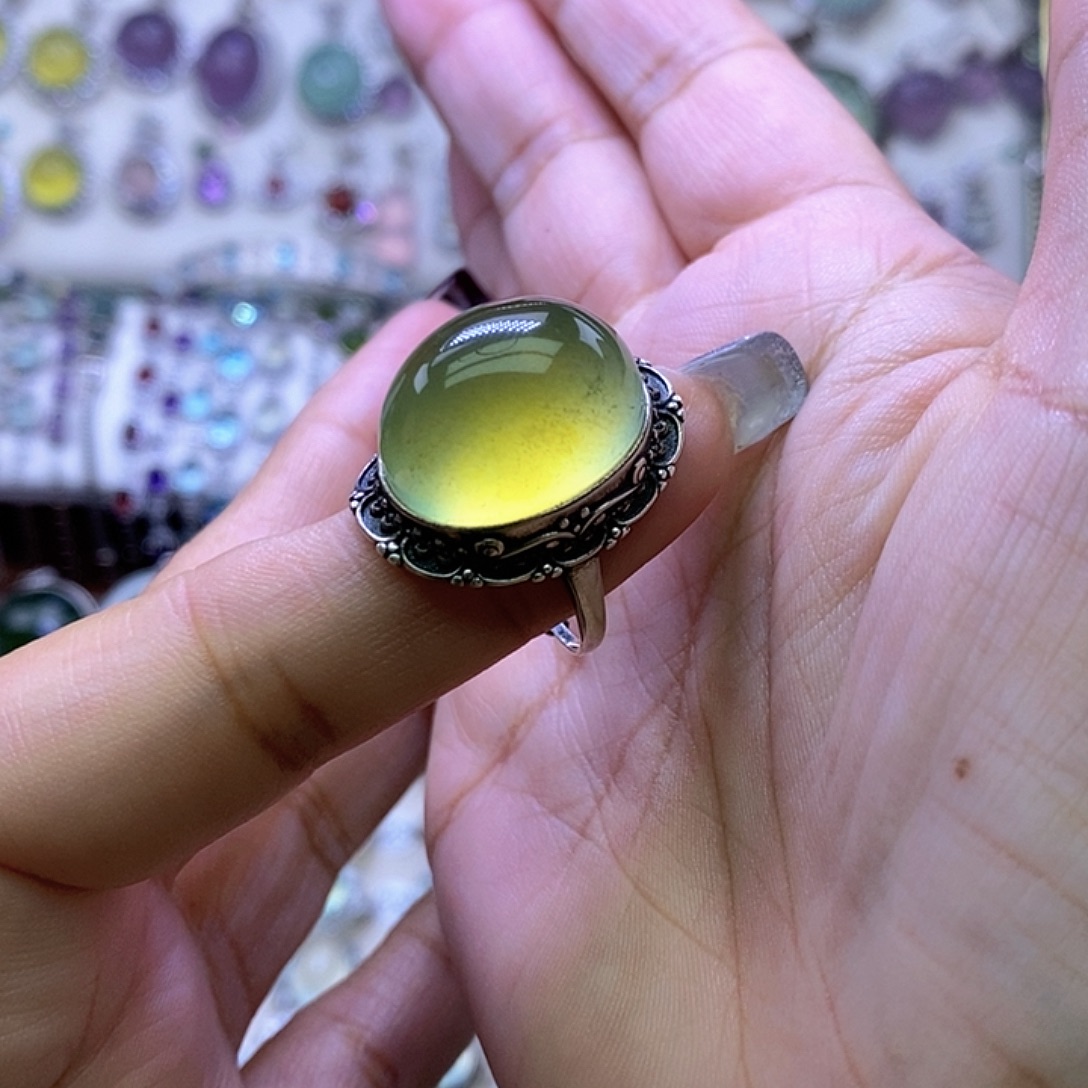 勇***胜岫玉银S925镶嵌戒指