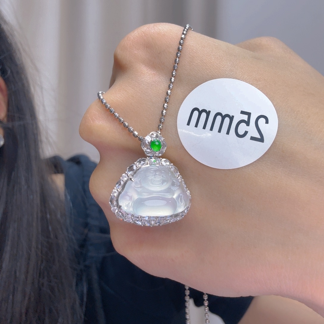 翡翠18K金镶嵌吊坠(不含链)