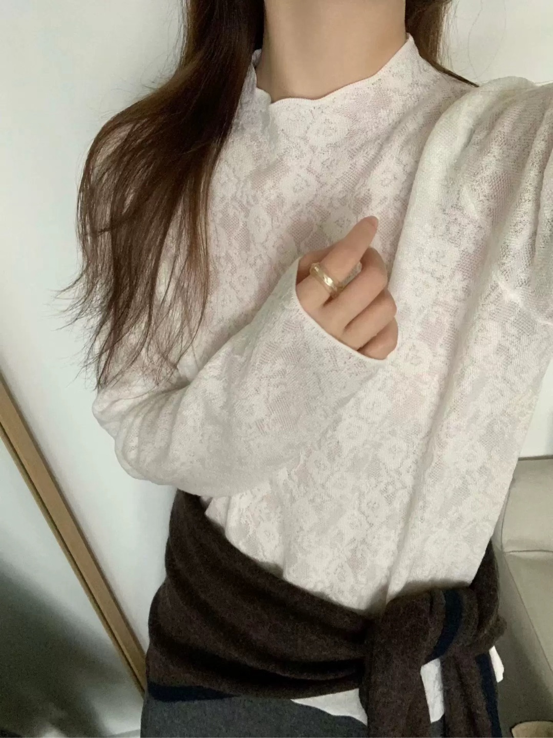 【十一甄选】今喜家超鲜立领蕾丝打底衫小版