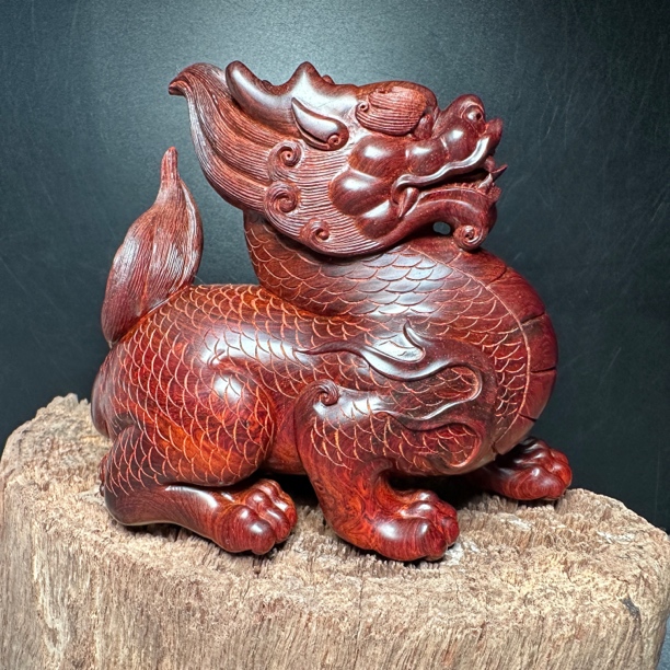 印度小叶紫檀湘工纯手工雕刻貔貅手把件摆件高油密老料精细雕刻