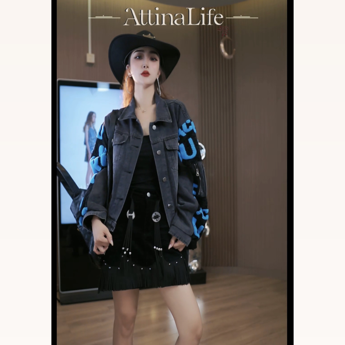 原创设计美式复古小众刺绣立体提花撞色时髦牛仔外套25