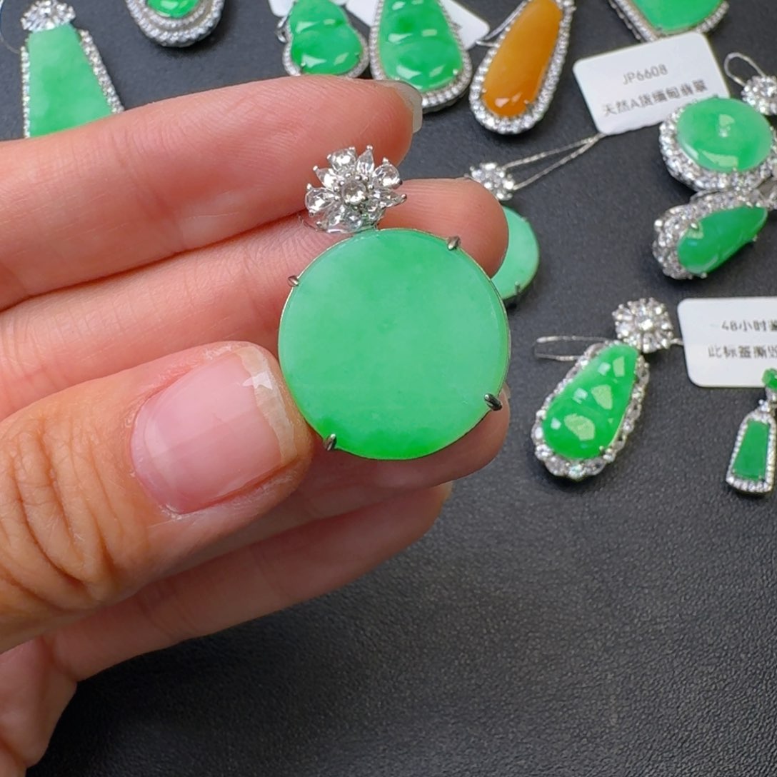 翡翠吊坠(不含链)银S925镶嵌