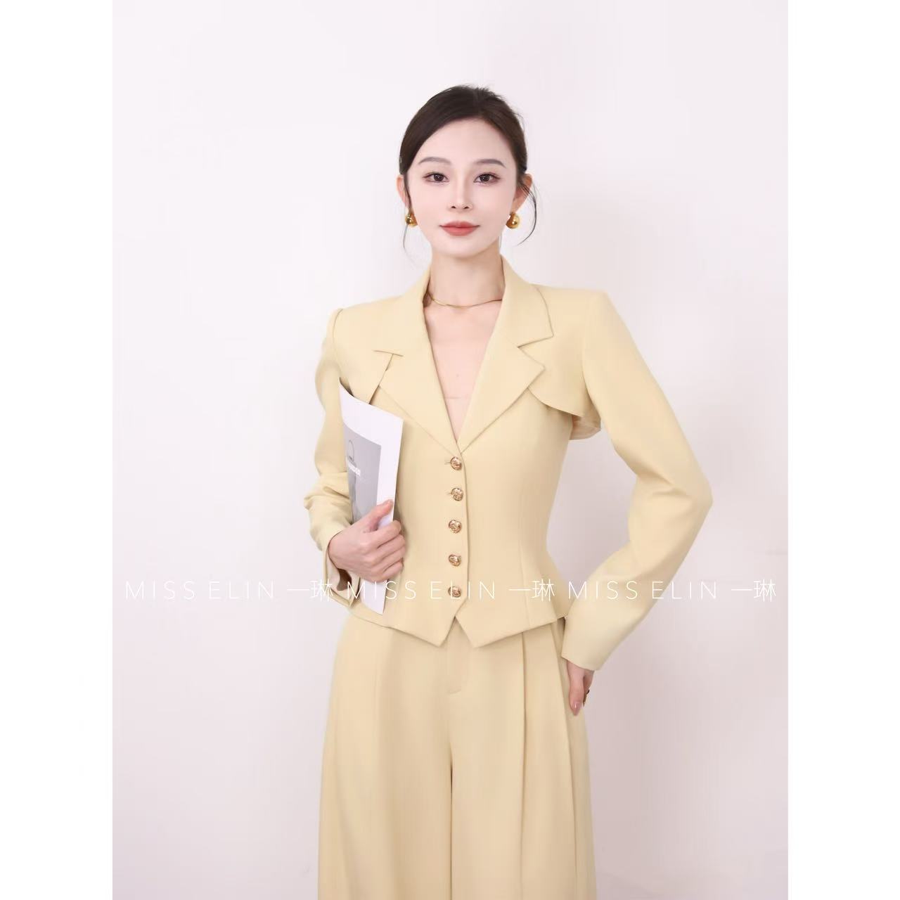一琳Elin【曼城千金】时尚轻奢定制款修身气质西装套装XMZH6365显瘦