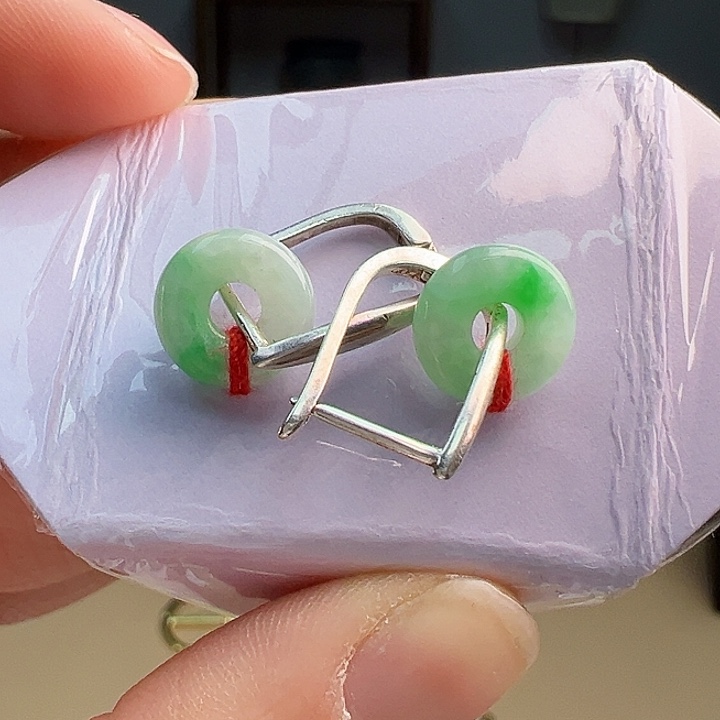 翡翠耳饰银S925镶嵌耳饰