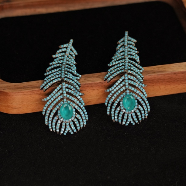 铜合金耳饰 A165 欧美法式复古耳饰大气重工级感羽毛叶子水滴耳环