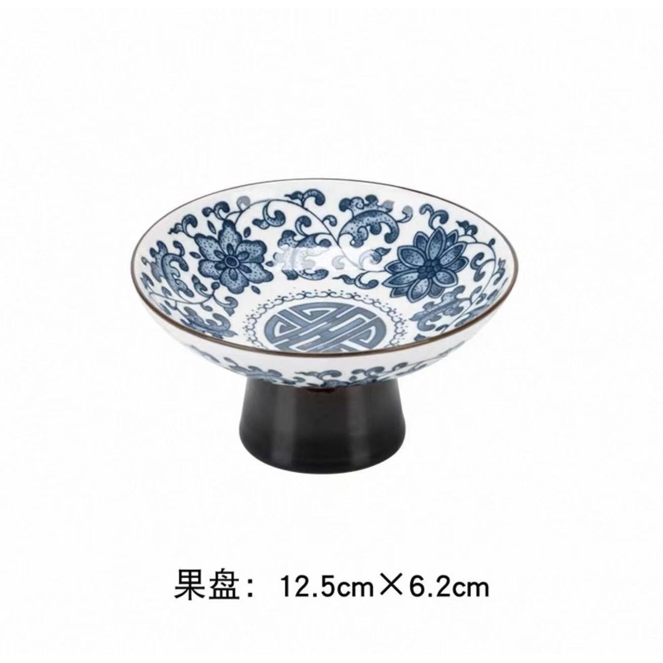龙窑茶器 中式茶点高脚陶瓷果盘  1107  （直播）
