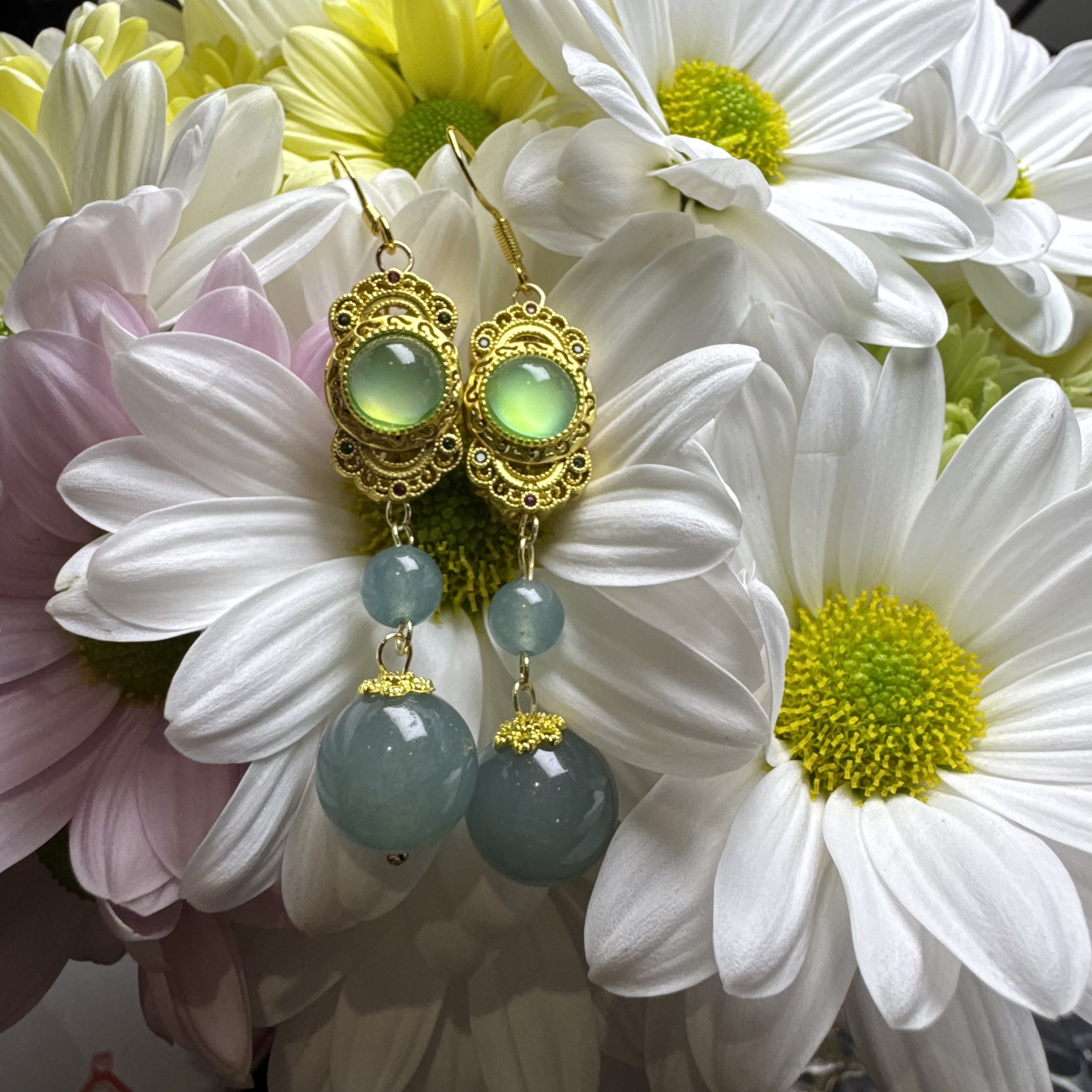 铜合金珐琅耳饰 铜合金珐琅耳饰 紫色圆珠气质简约设计感百搭217