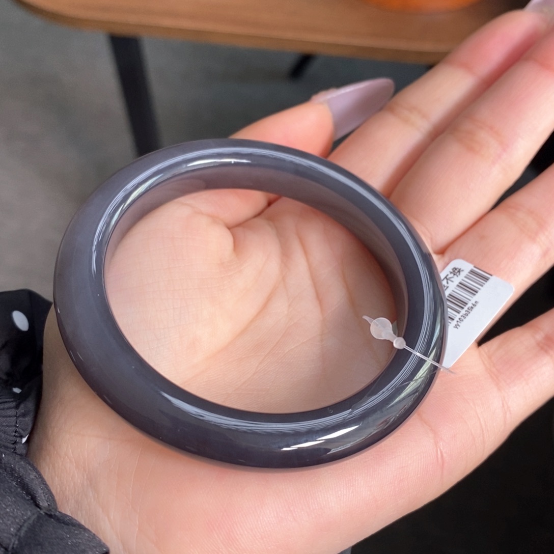 和田玉手镯未镶嵌烟紫5657