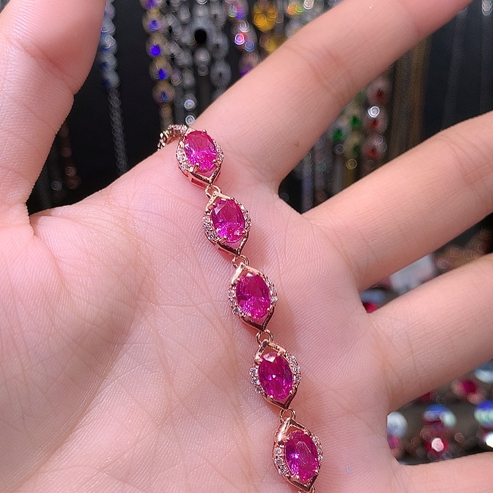 蓝宝石手链银S925镶嵌1